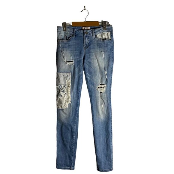 Guess Jeans Women's Patterned Skinny Mid Denim Jeans - Picture 1 of 10